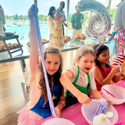 Kids playing with slime at a speckles slime party in sydney